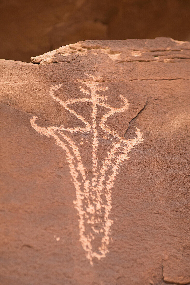 Ute rock art petrogylphs in Arches National Park, Utah.