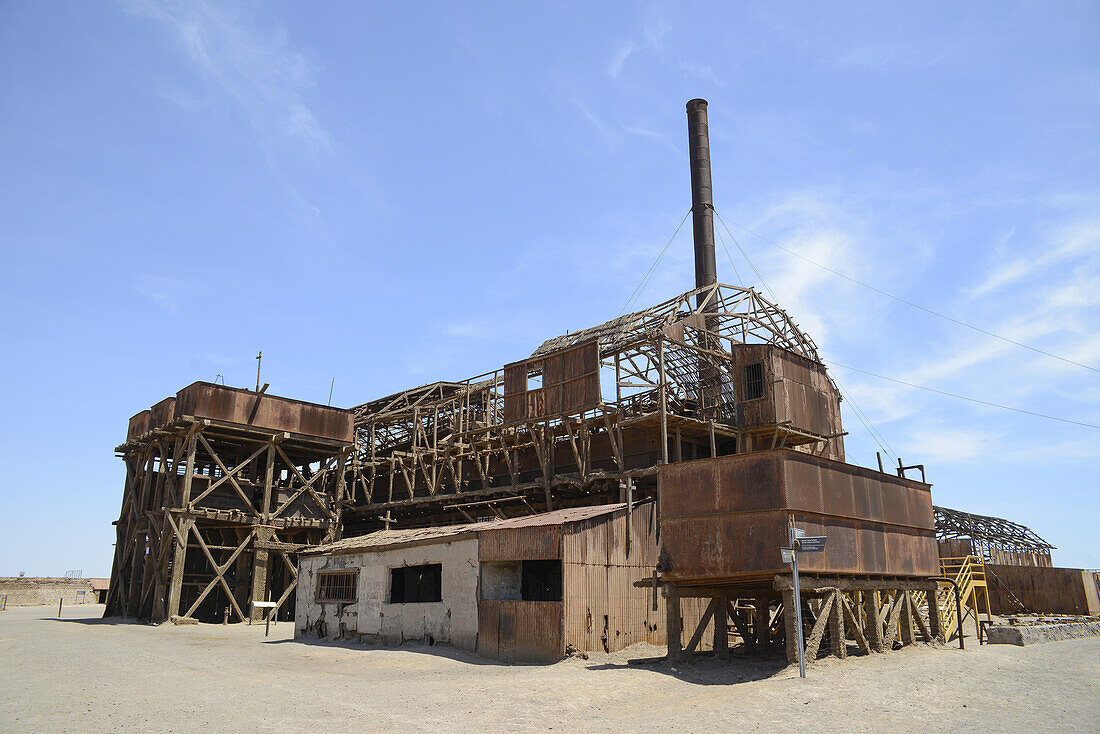 Over 100 year old deserted factory and old mine of Humberstone in the Atacama Desert in Northern Chile; Humberstone, Chile