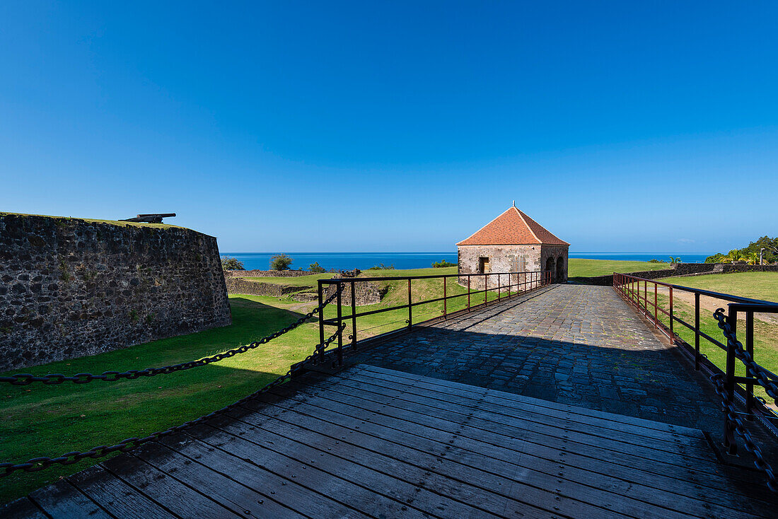 Drawbridge, bastion and guardhouse at Fort Louis Delgres; Basse-Terre, Guadeloupe, French West Indies