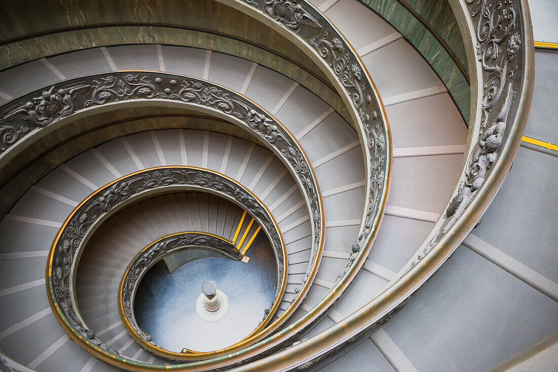 Bramante staircase, the spiral staircase in the Pio-Clementine Museum, Vatican Museum; Vatican City, Rome, Italy