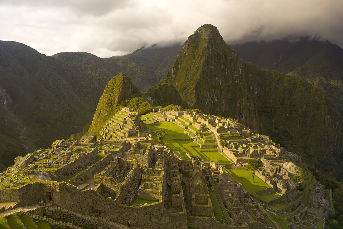 The pre-Columbian Inca ruins of Machu Picchu.