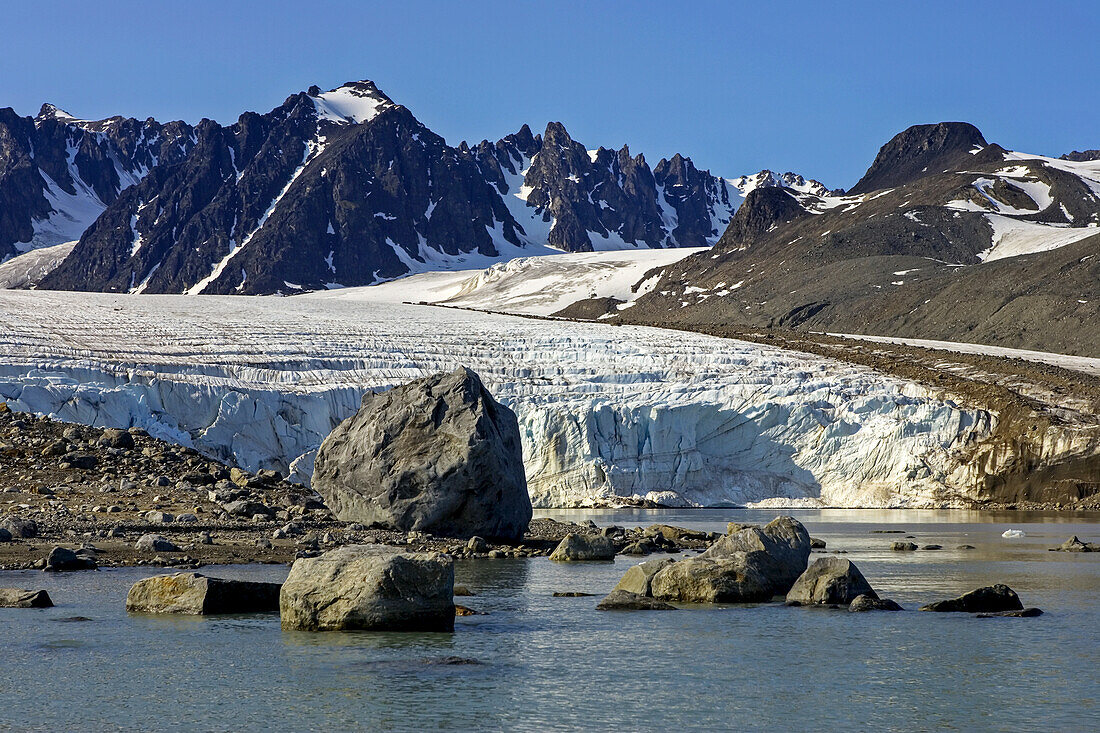 Glacier deposits mark retreat, end or terminal moraine.