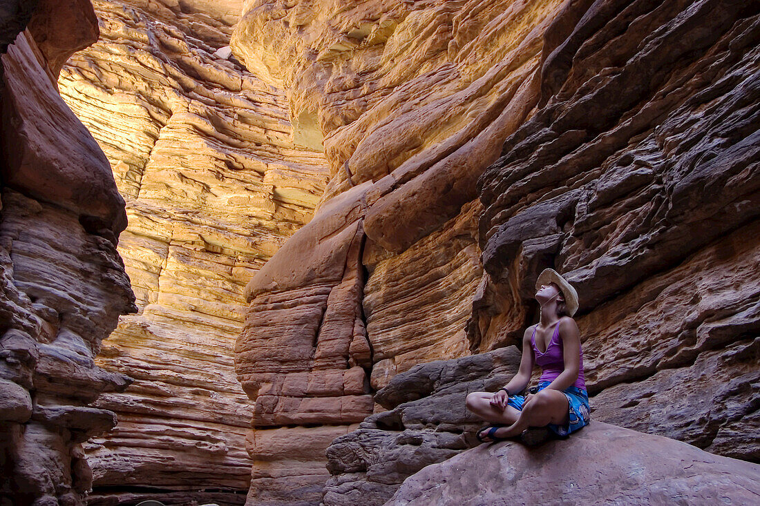 Meditation in Blacktail Canyon, Grand Canyon, Arizona.
