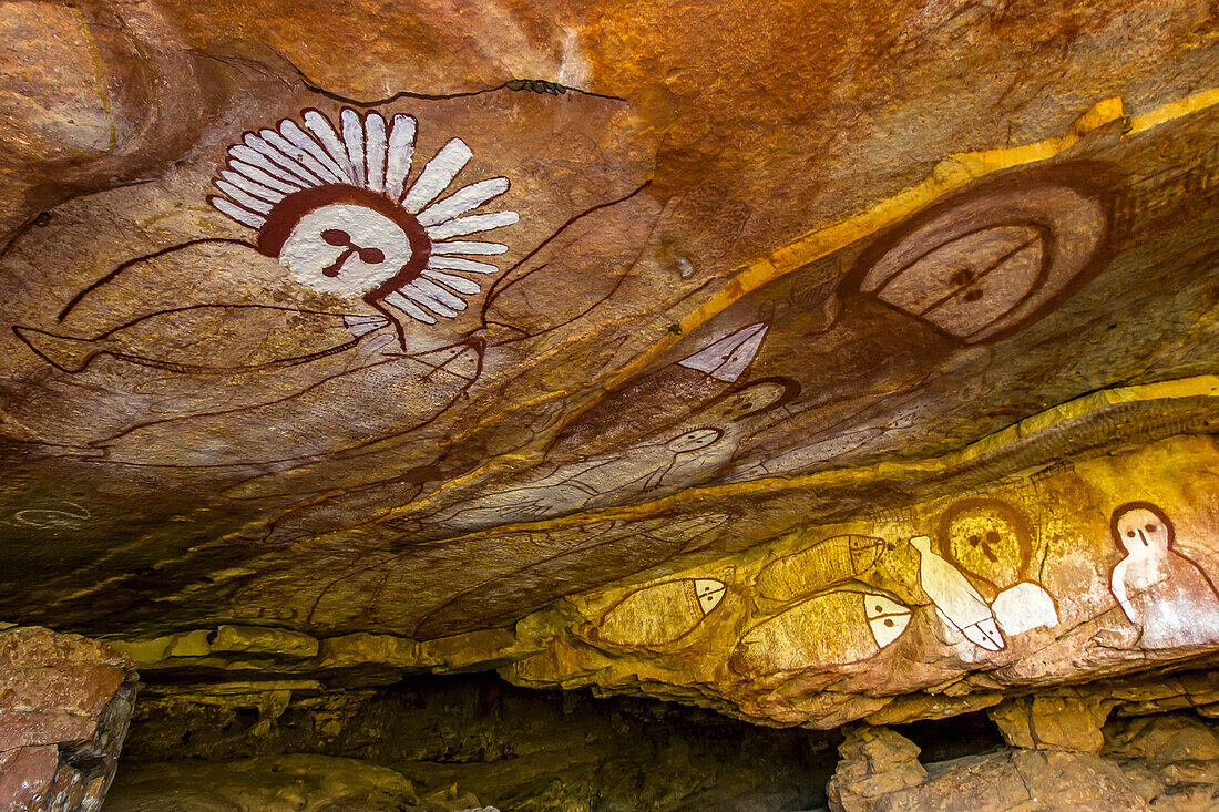Wandjina Rock Art near Raft Point in the Kimberley Region of Western Australia.