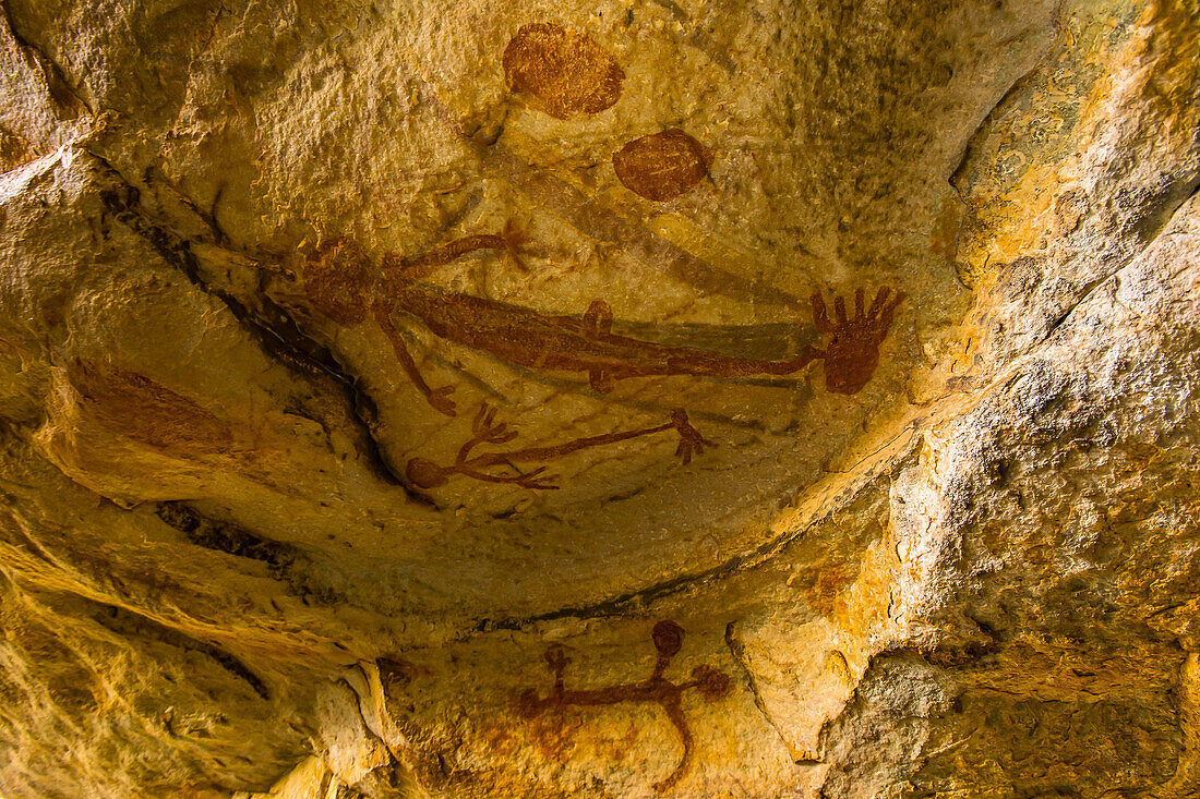 Aboriginal Rock Art near Jar Island in the Kimberley Region of Western Australia.