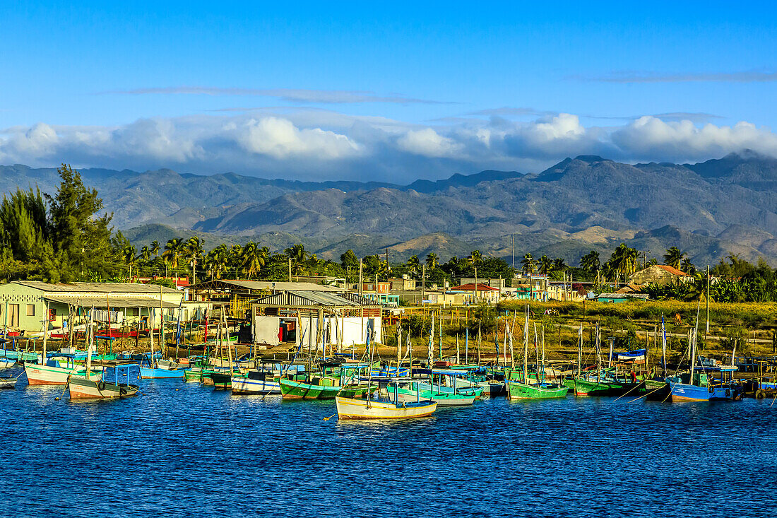 Fishing boats in the harbor in Trinidad, Cuba.