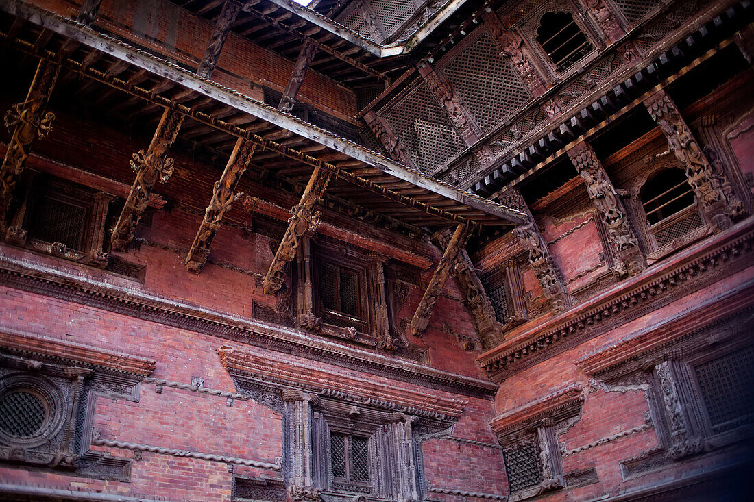 The ancient walls of a palace in Durbar Square.