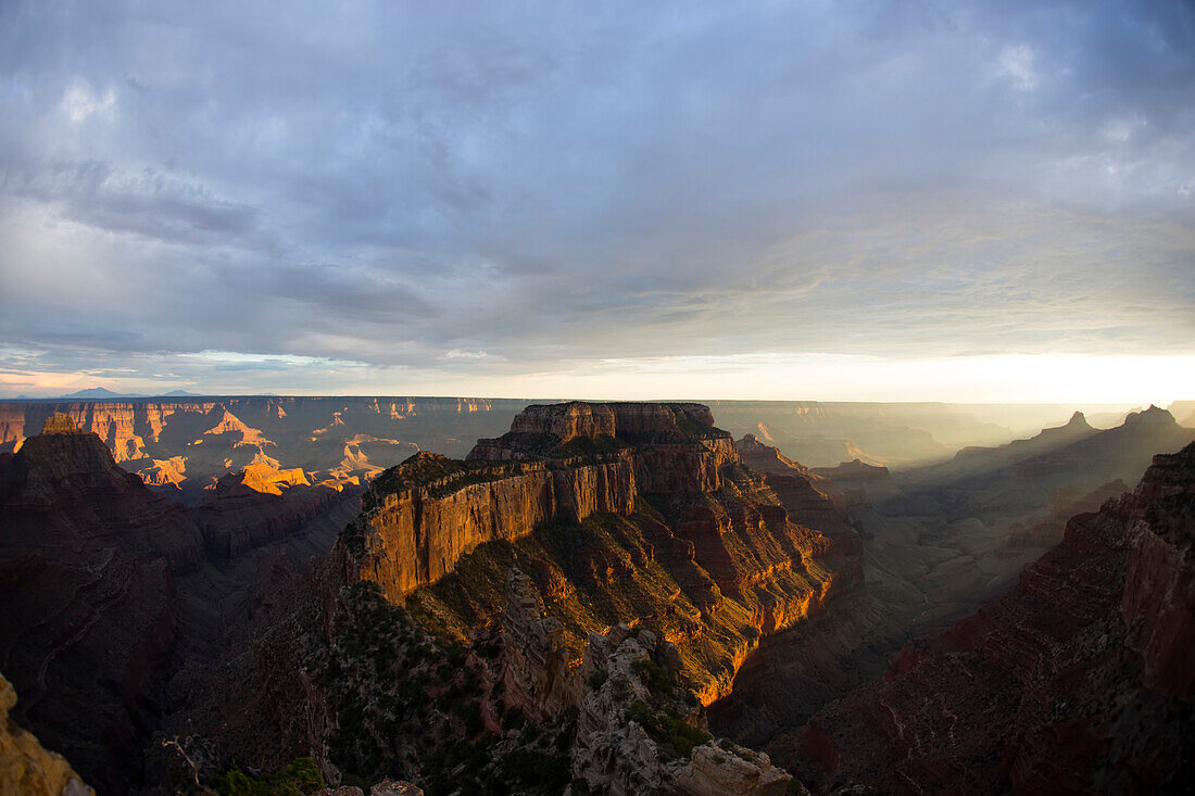 The Grand Canyon at sunset.