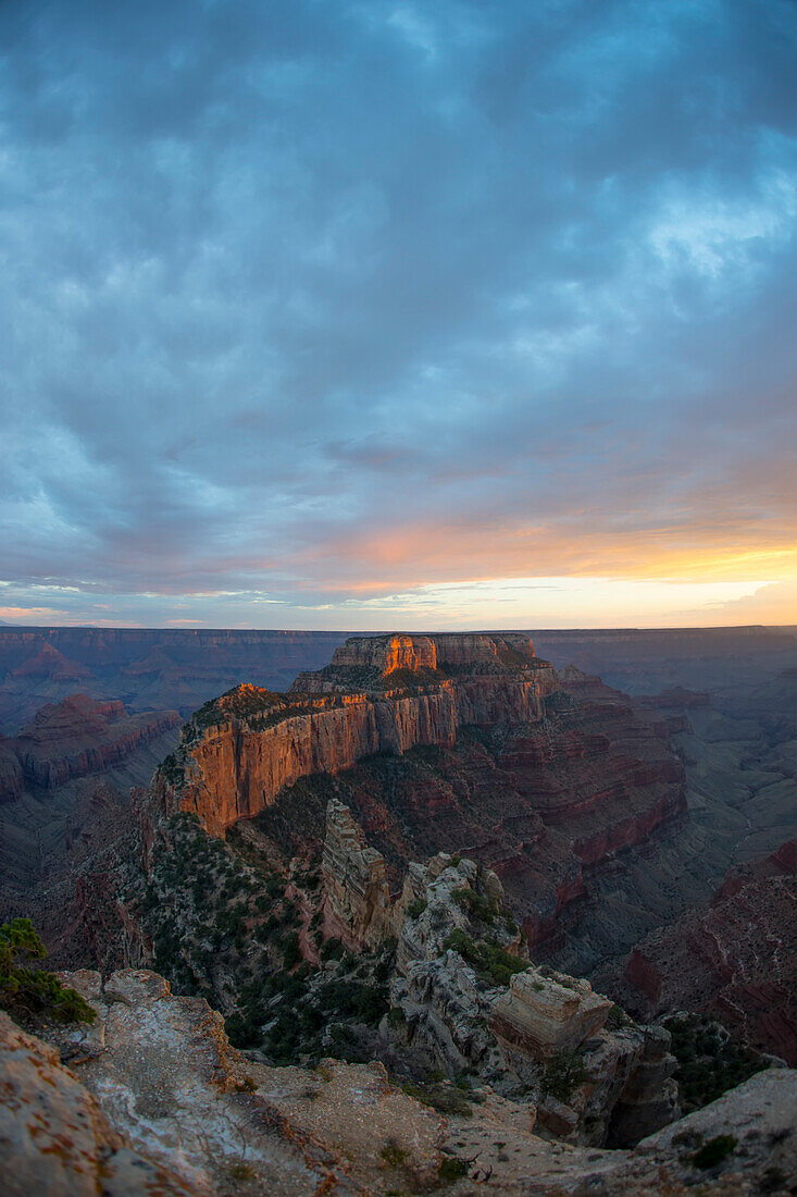 The Grand Canyon at sunset.