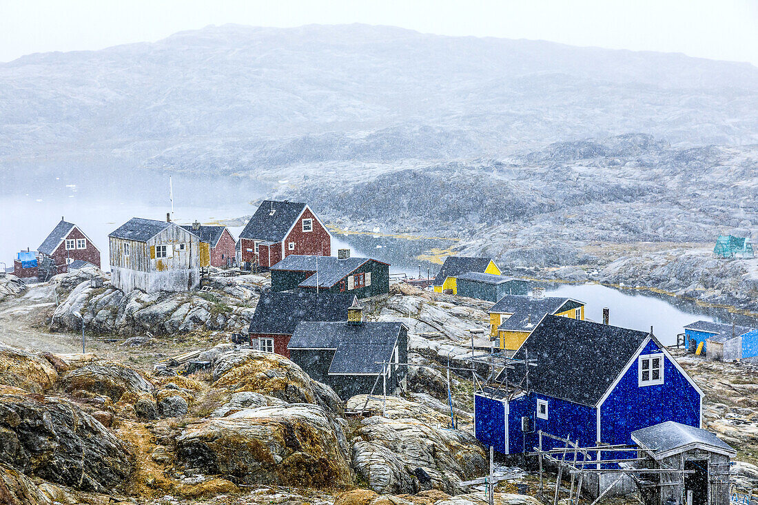 Colorful houses in the Inuit village of Tiniteqikaq.
