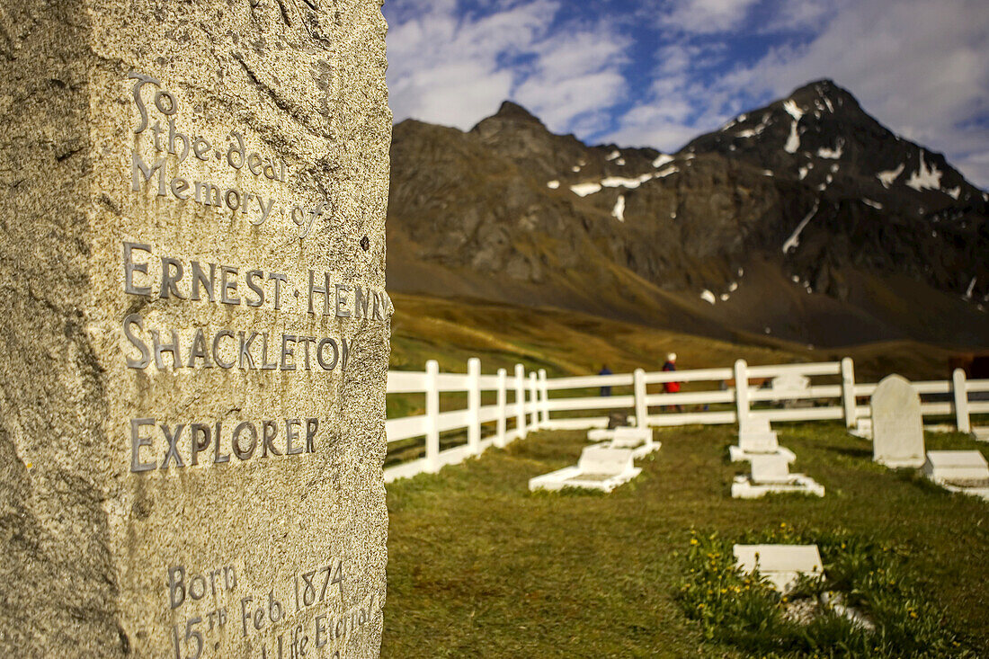 Ernest Shackleton's grave in the whaler's cemetery in Grytviken.