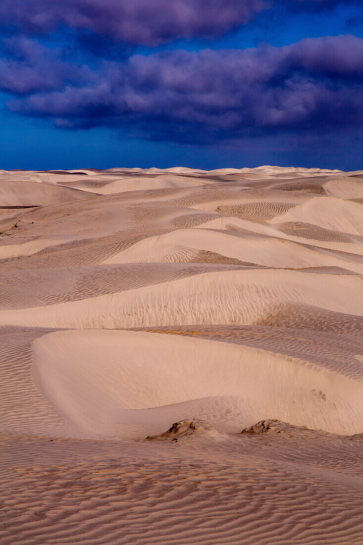 Sanddünen und Sturmwolken in Baja.