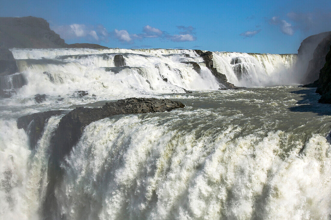 A detail of Gullfoss Falls, near Reykjavik, Iceland.; Gullfoss Falls, near Reykjavik, Iceland.