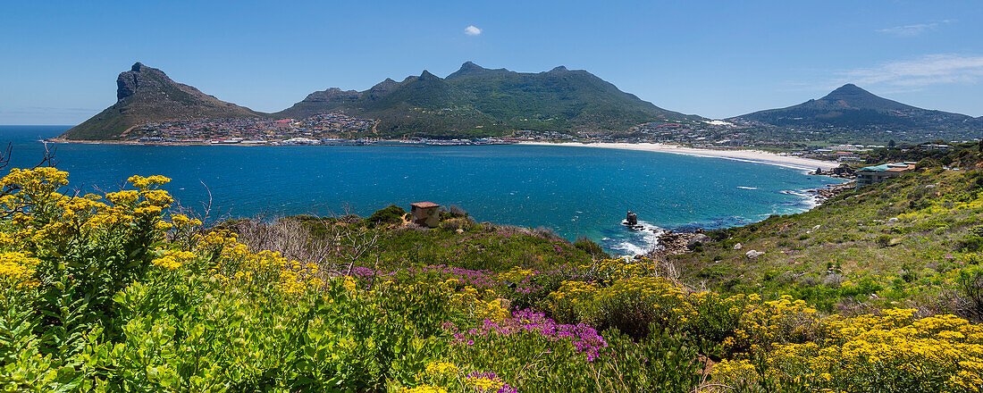 Sentinel Peak an der Mündung der Hout Bay am Atlantischen Ozean; Kapstadt, Westkap, Südafrika