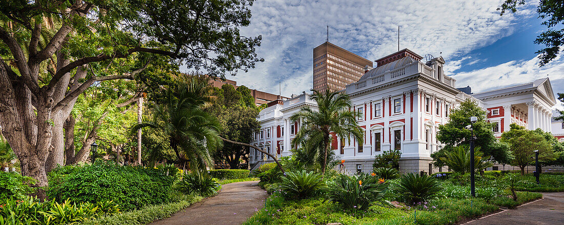 One of the buildings in the Houses of Parliament of South Africa complex; Cape Town, Western Cape, South Africa