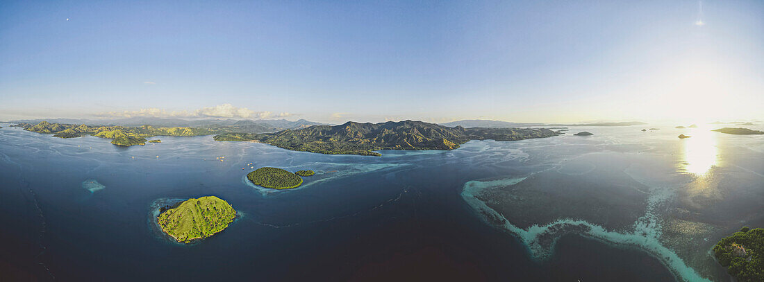 Aerial view of the Komodo Islands, Komodo National Park, home of the famous Komodo Dragon; East Nusa Tenggara, Lesser Sunda Islands, Indonesia