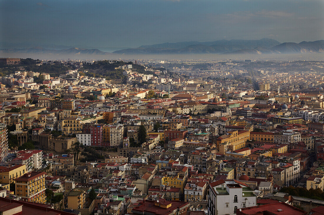 An early morning view of Naples, seen from Castel Sant'Elmo, Italy.; Naples, Italy.