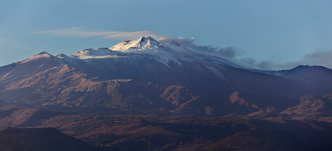 Mt Etna at sunset, Sicily, Italy.; Catania, Sicily, Italy.