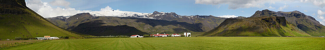 Iceland's Eyjafjallajokull seen from the south, since its eruption.; Vik, Iceland.