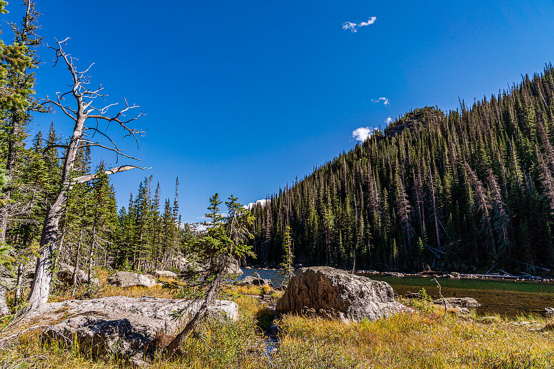 Schöner Grand Lake in den Rocky Mountains des Rocky Mountain National Park in Colorado, USA; Colorado, Vereinigte Staaten von Amerika