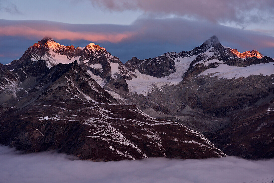 Sunrise over the Swiss Alps.; Gornergrat, Zermatt, Switzerland.