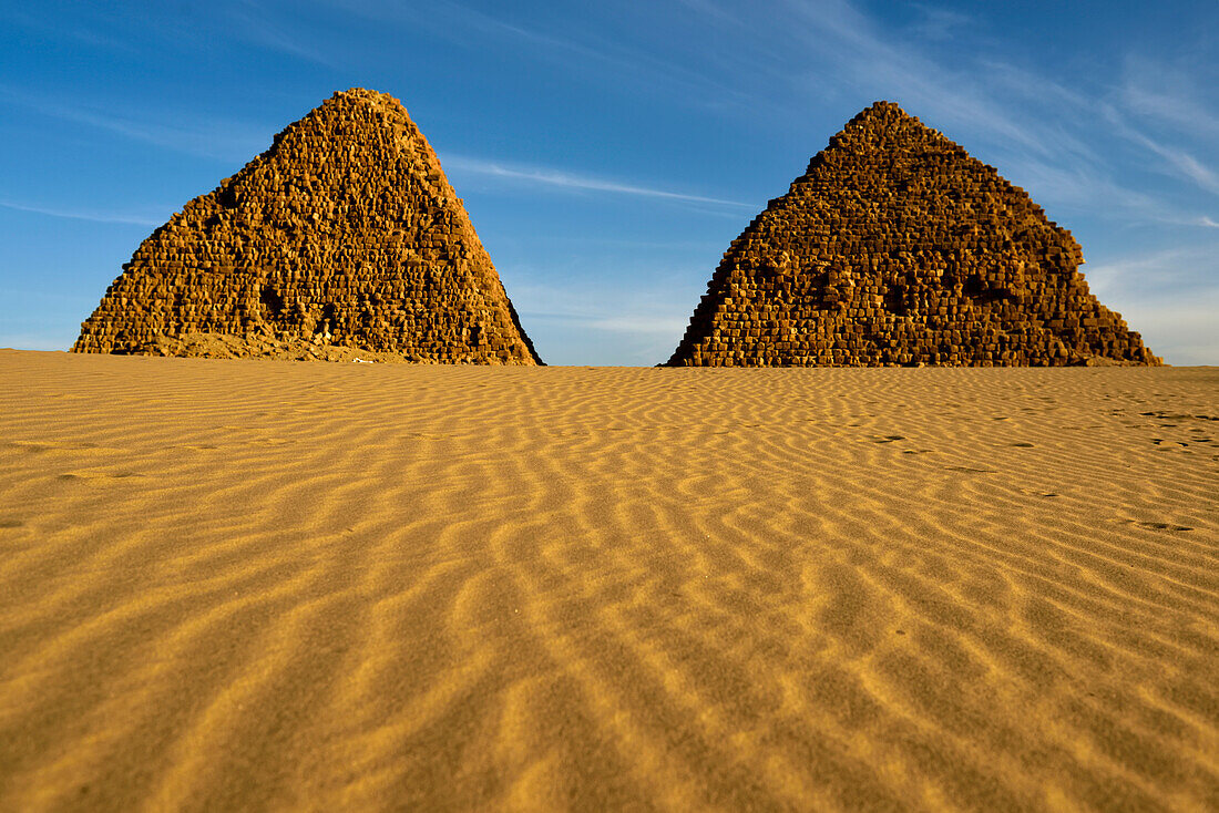 Pyramiden der nubischen Pharaonen in Nuri; Meroe, Sudan, Afrika.