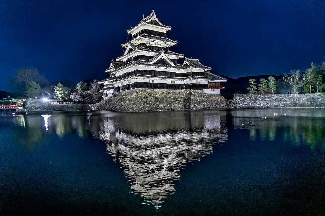 Matsumoto Castle, originally known as Fukashi Castle, is one of Japan's premier historic castles.  The building is also known as the 'Crow Castle' due to its black exterior. It was the seat of Matsumoto Domain under the Edo Period Tokugawa shogunate. It is located in the city of Matsumoto, in Nagano Prefecture. The keep which was completed in the late sixteenth century, maintains its original wooden interiors and external stonework. It is listed as a National Treasure of Japan; Tokyo, Japan