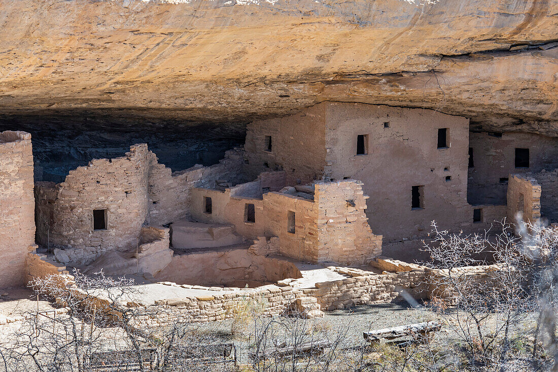 A closer look into the Spruce Tree House, Cliff Dwellings in the Mesa Verde National Park; Mancos, Colorado, United States of America