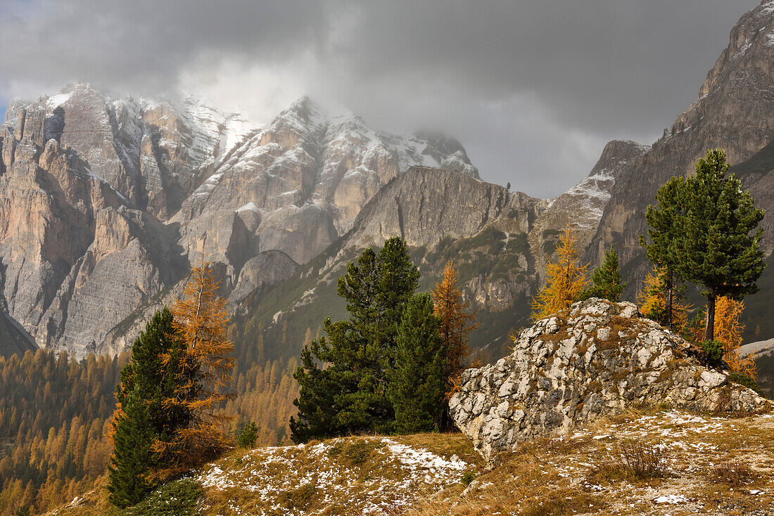 Conturines-Spitze mountain in the Italian Dolomites.; Cortina d'Ampezzo, Dolomites, Italy.