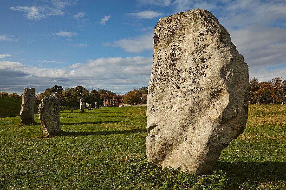 Prehistoric standing stones at Avebury; Wiltshire, England, Great Britain