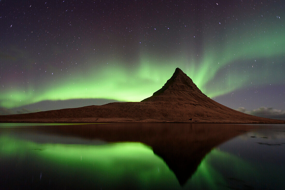 Northern Lights over Eyjafjallajokull in Iceland; Iceland