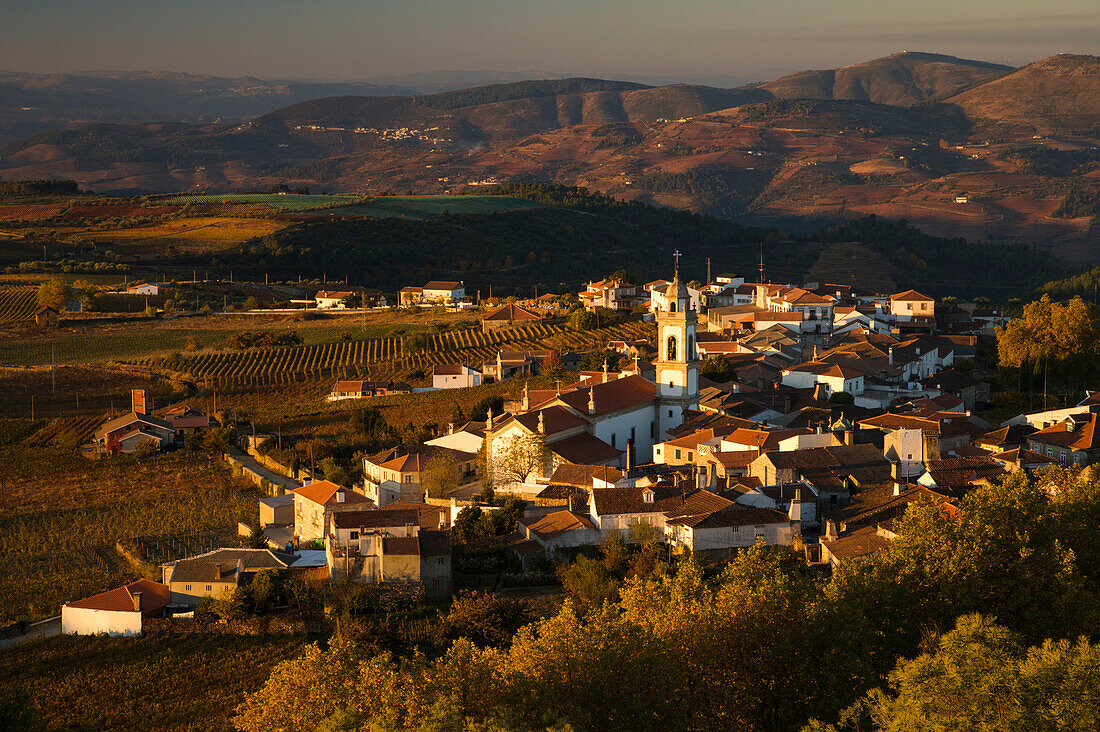 Hillside town of Favaios in the Douro River Valley of Portugal; Douro River Valley, Portugal