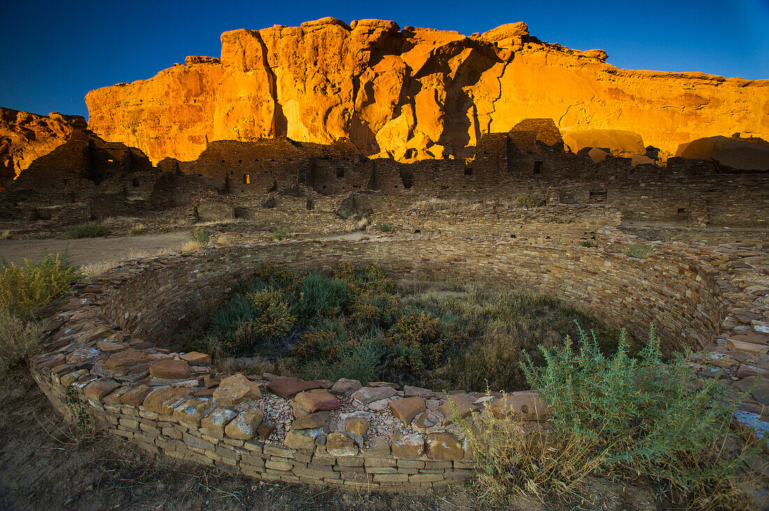 Restored Kiva at Pueblo Bonito, Chaco Culture National Historical Park, New Mexico, USA; New Mexico, United States of America