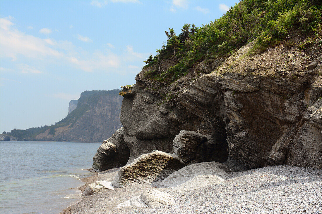 Felsküste am Nordufer des Forillon-Nationalparks; Cap-Bon-Ami, Forillon-Nationalpark, Gaspe-Halbinsel, Quebec, Kanada.