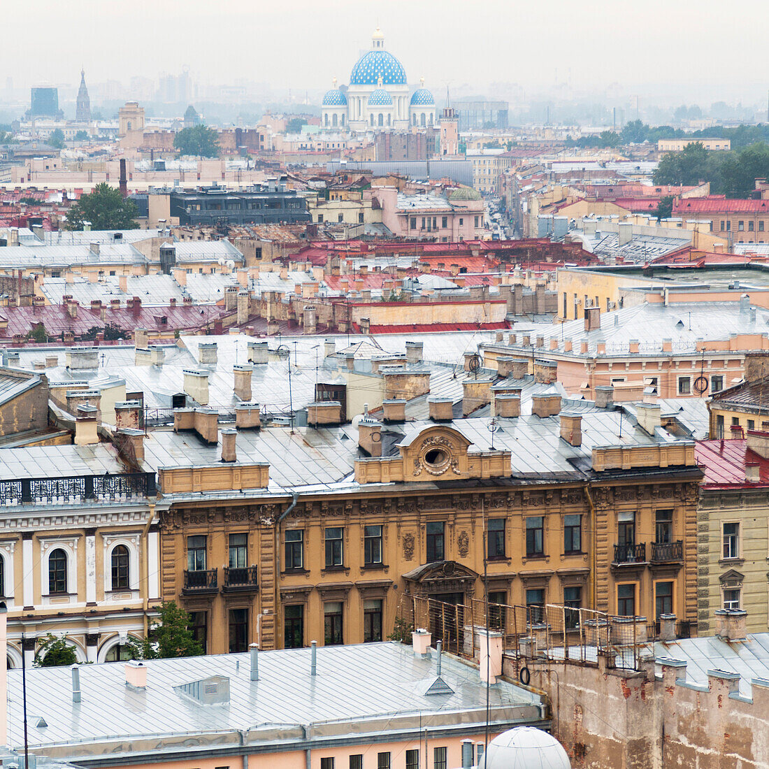 Saint Isaac's Cathedral And Saint Isaac's Square In The Distance; St. Petersburg Russia