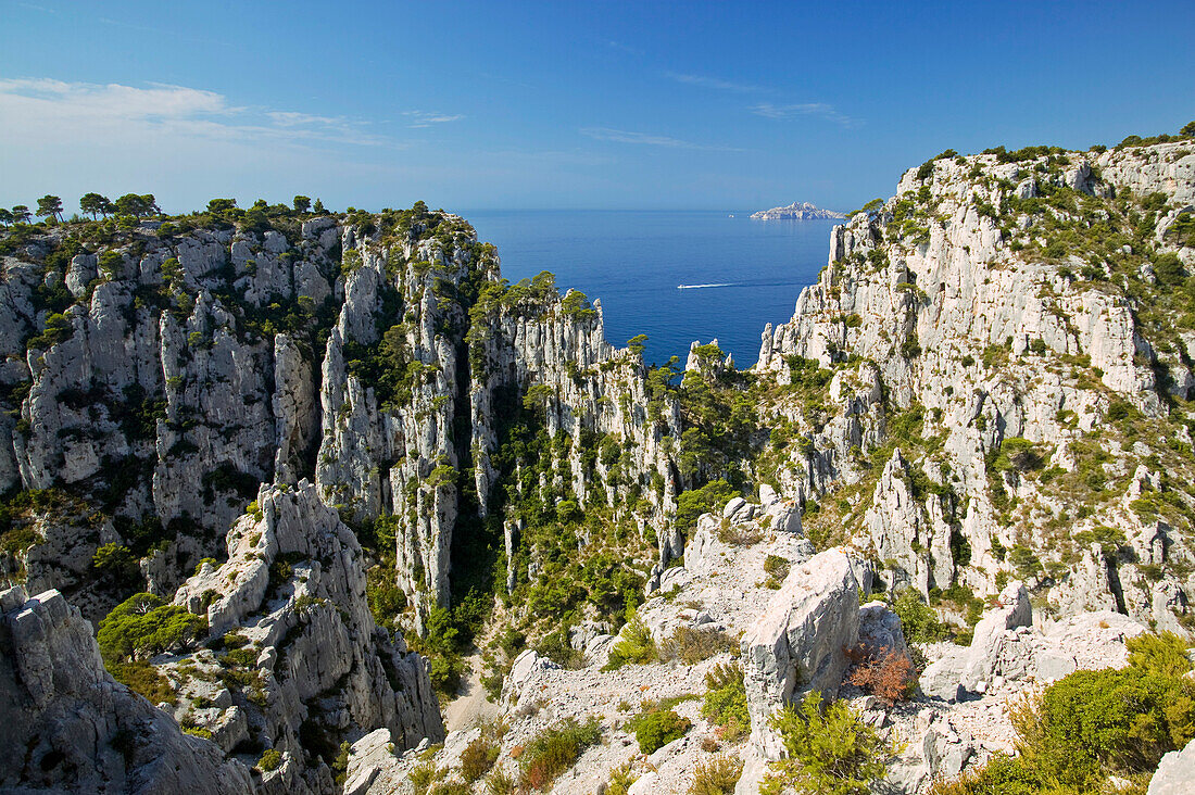 Calanque d'En Vau cliffs near Cassis, France; Cassis, French Riviera, France