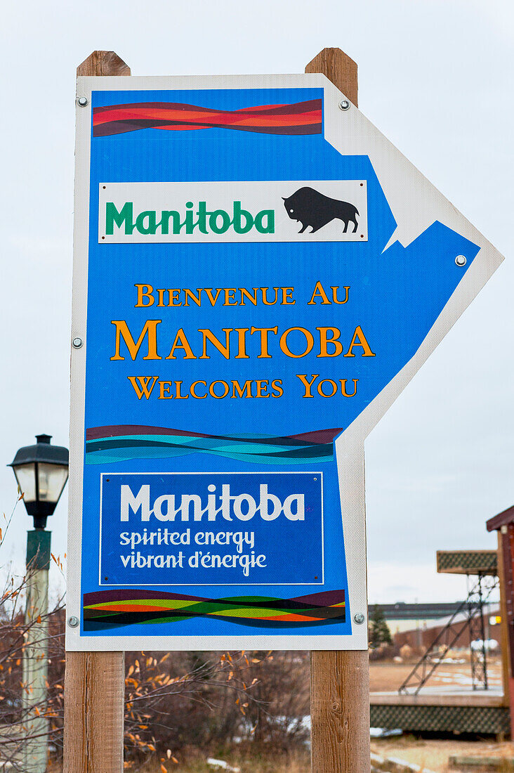 A Sign Saying Manitoba Welcomes You; Churchill Manitoba Canada