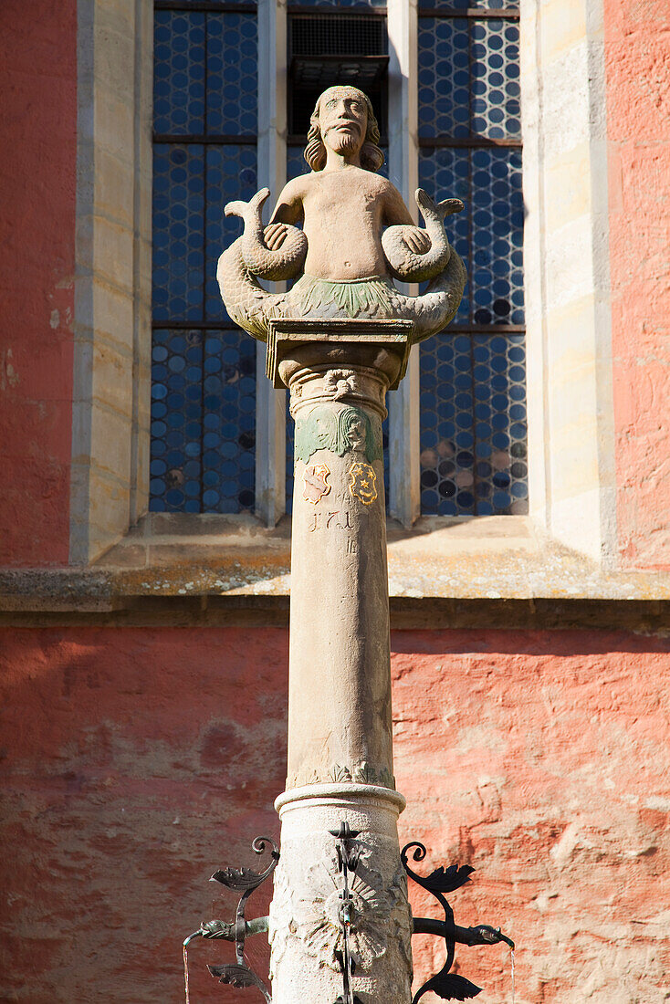 Sculpture Of A Figure That Is Half Human Half Animal; Rothenburg Ob Der Tauber Bavaria Germany