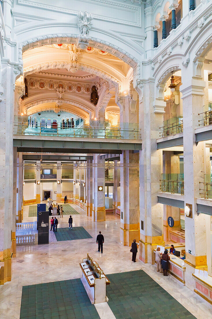 Interior Of Cibeles Palace Headquarters Of Madrid Town Hall; Madrid Spain