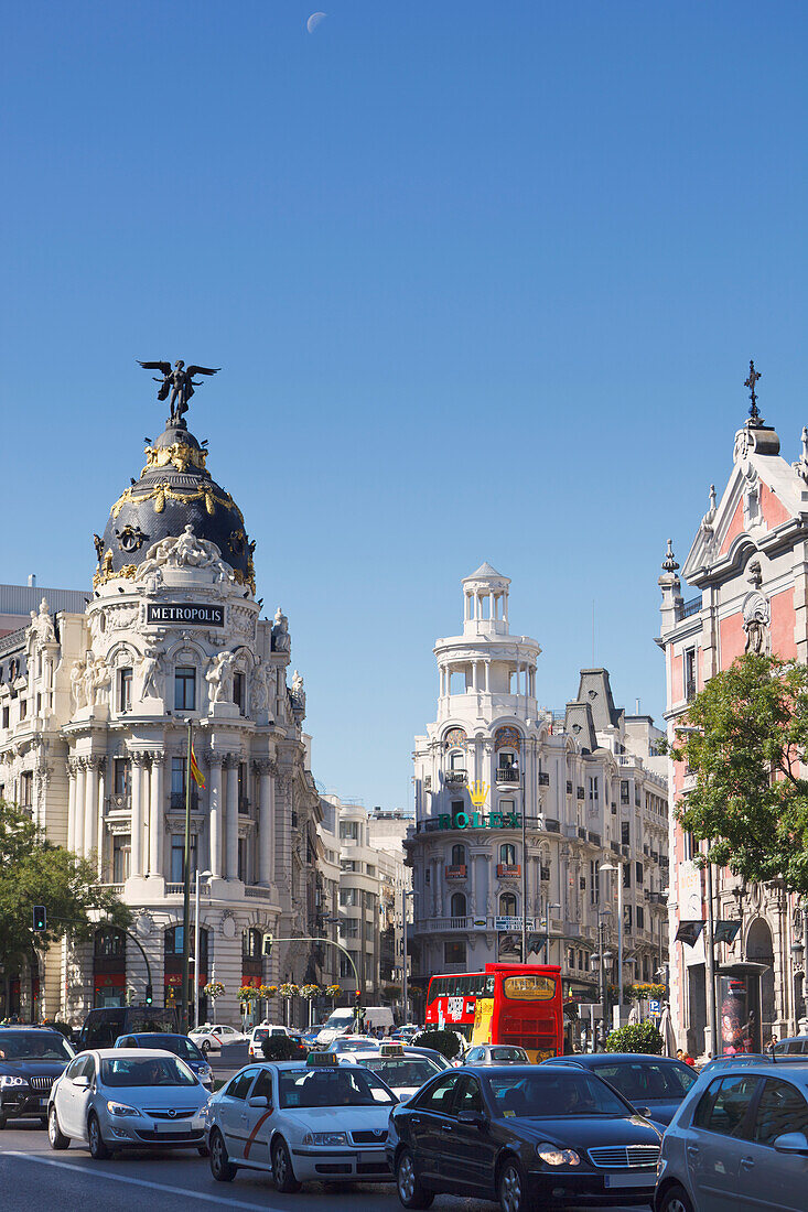 Corner Of Calle De Alcala And Gran Via; Madrid Spain