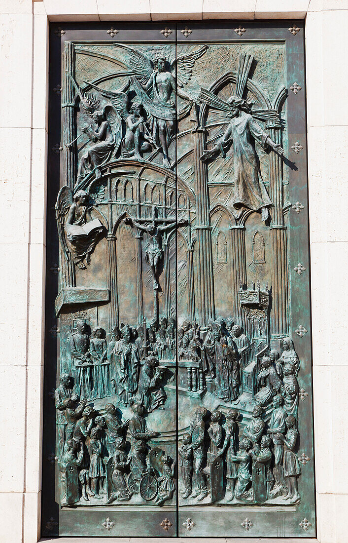 Bronze Doors To The Cathedral Of Our Lady Of Almudena; Madrid Spain