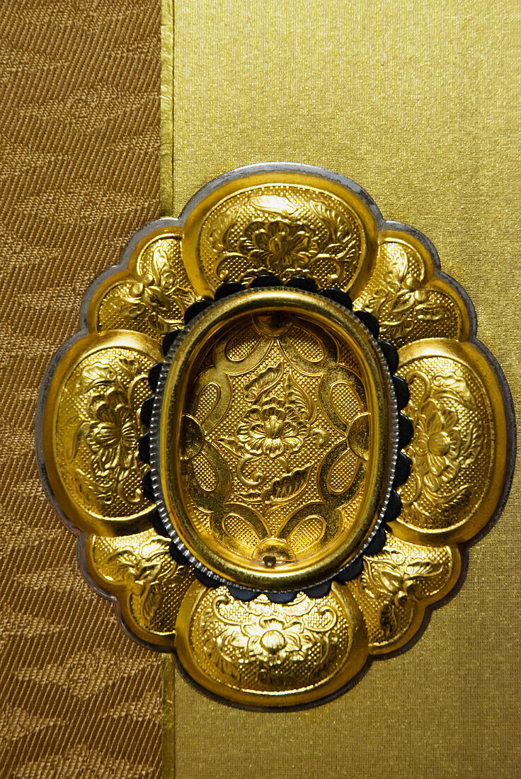 Close-Up Of A Traditional Japanese Sliding Door Handle; Koyasan Wakayama Japan