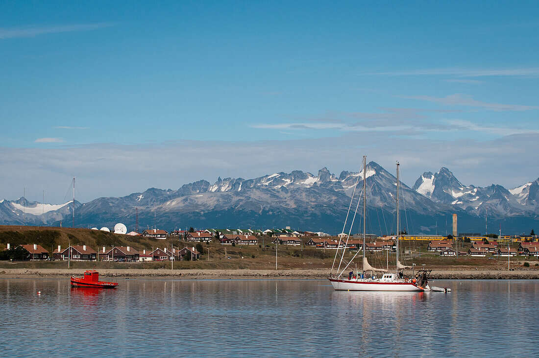 Boats In The Harbour; Ushuaia, Tierra Del Fuego, Argentina