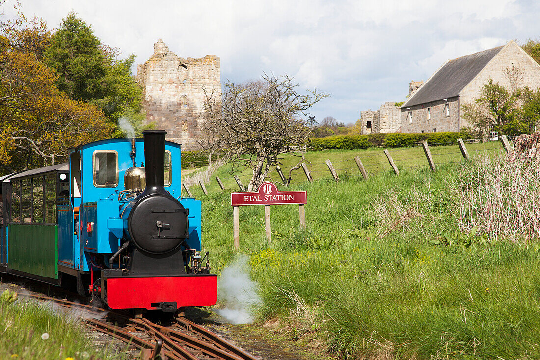 A Train Traveling On The Tracks; Etal Northumberland England