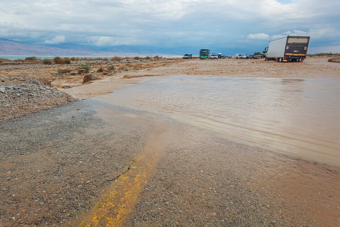 Ausgespülte Straße; Jordantal Israel