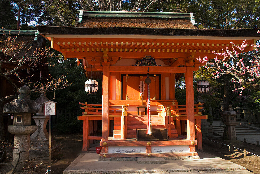 Red Japanese Shrine; Kyoto, Japan