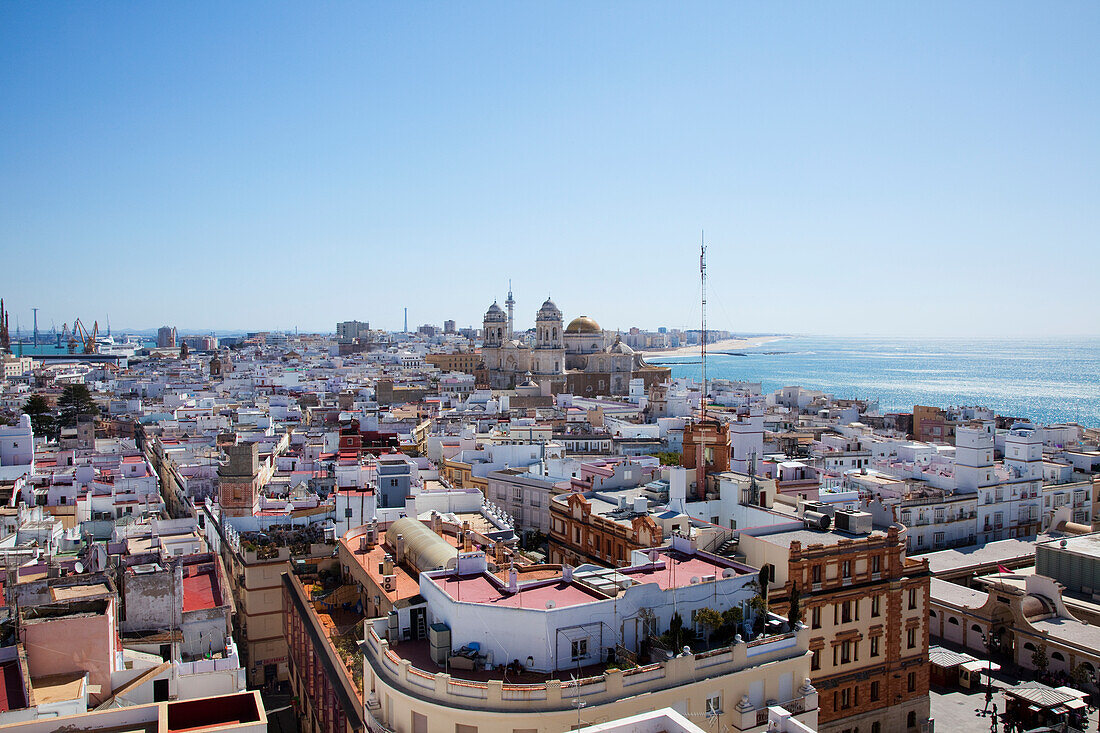 View Of The Cityscape From The Torre Tavira Tower; Cadiz, Andalusia, Spain