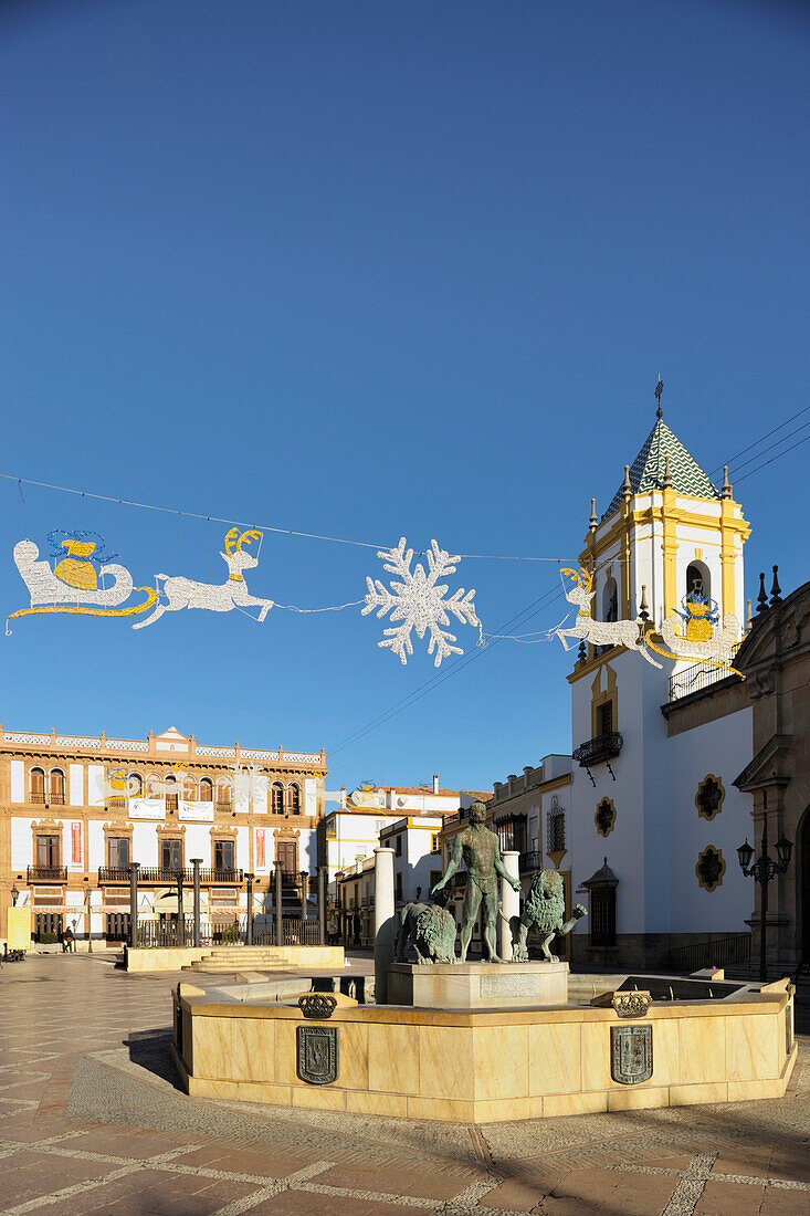 Paroquial Centre Decorated For Christmas In Plaza De Socorro; Ronda Malaga Spanien