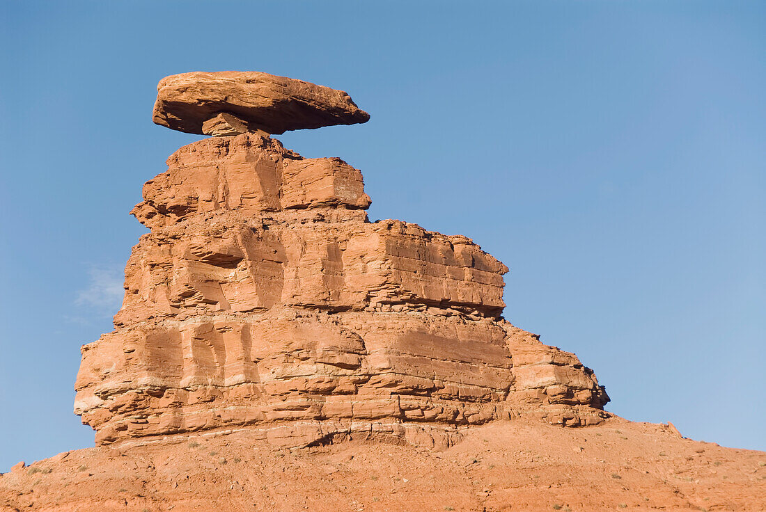 Utah, Arches National Park, Rock formation called Mexican Hat Rock.