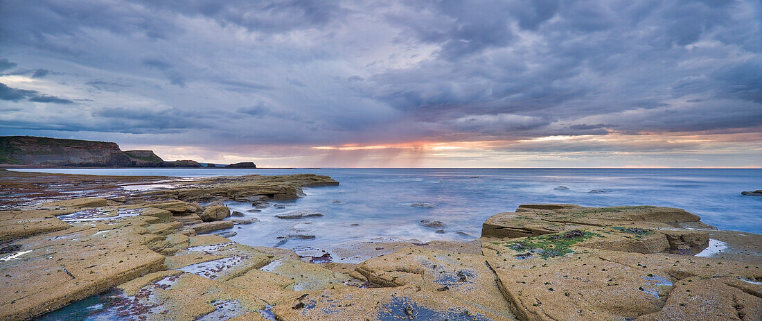 A Showery Evening At Low Tide In Saltwick Bay; Saltwick Bay North Yorkshire England